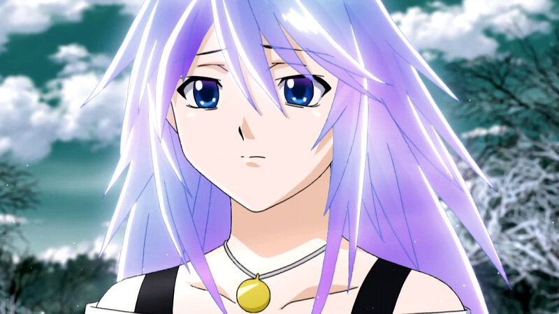anime character with purple hair