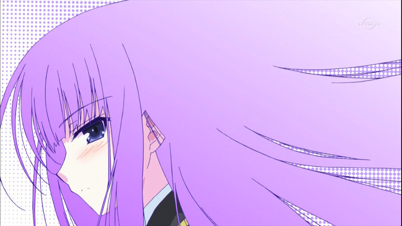 anime character with purple hair