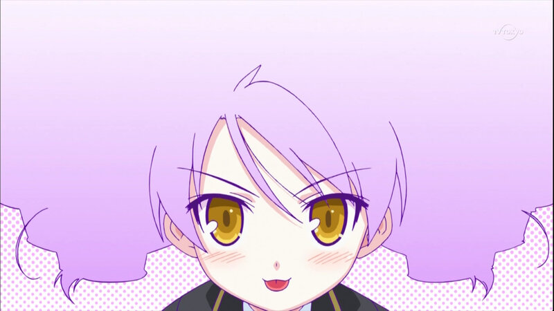 anime character with purple hair