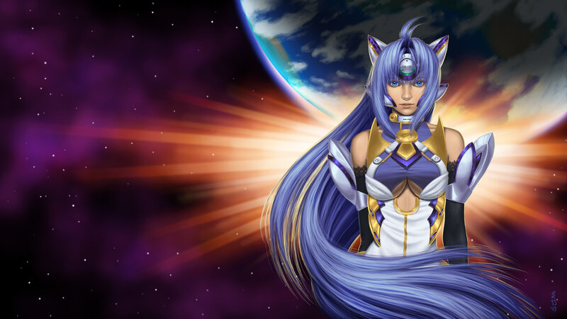 anime character with purple hair