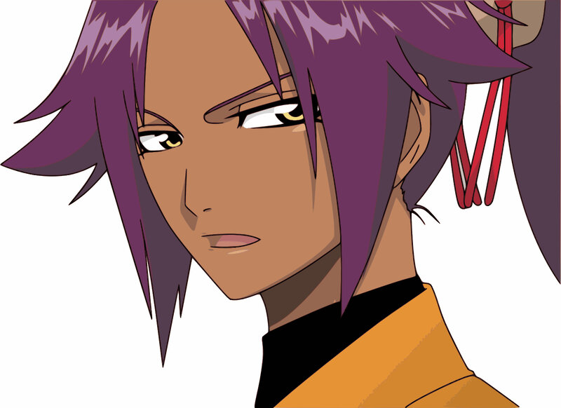 anime character with purple hair