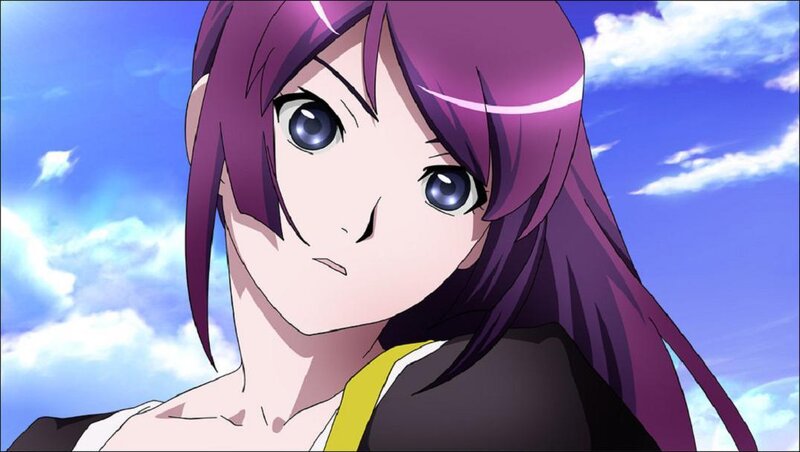 anime character with purple hair