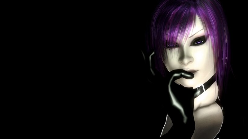 anime character with purple hair