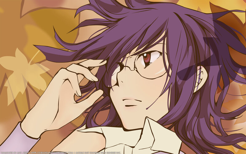 anime character with purple hair
