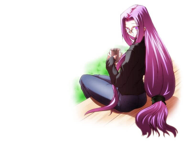 anime character with purple hair
