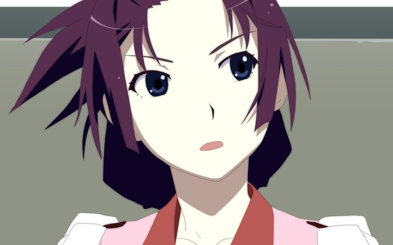anime character with purple hair