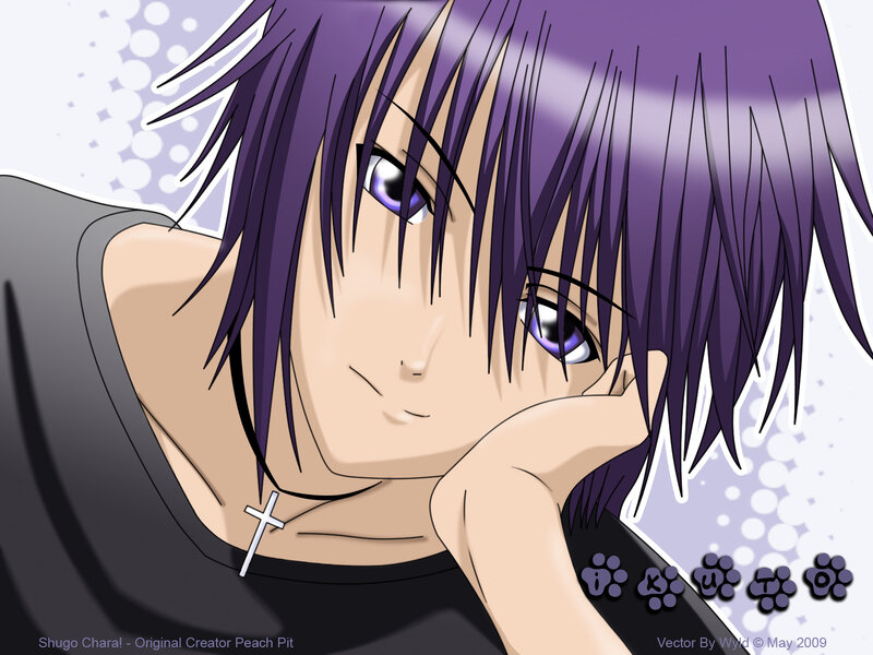 anime character with purple hair