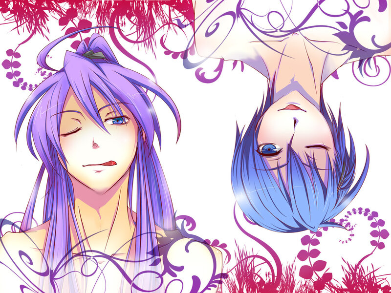anime character with purple hair