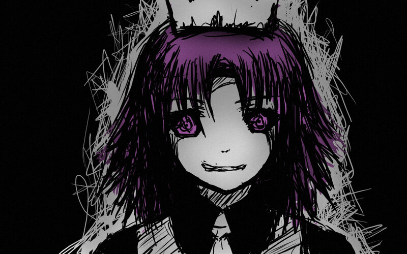 anime character with purple hair