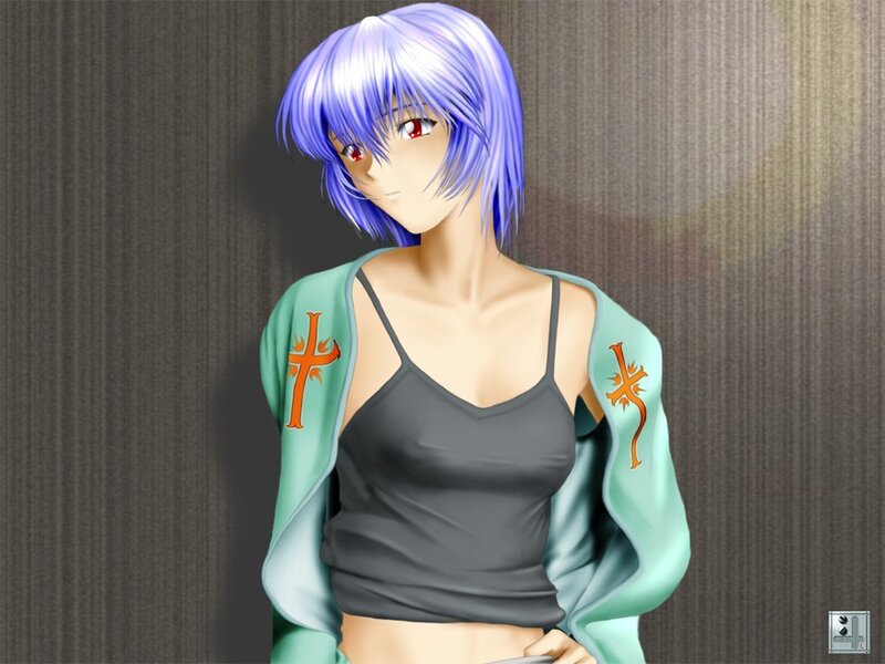 anime character with purple hair