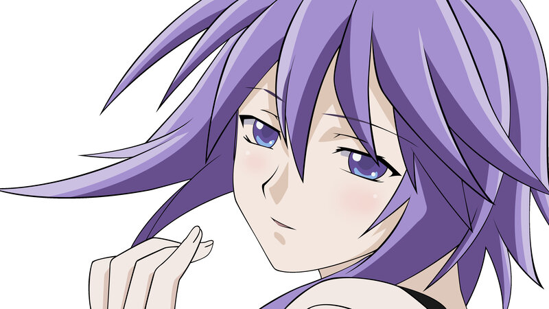 anime character with purple hair