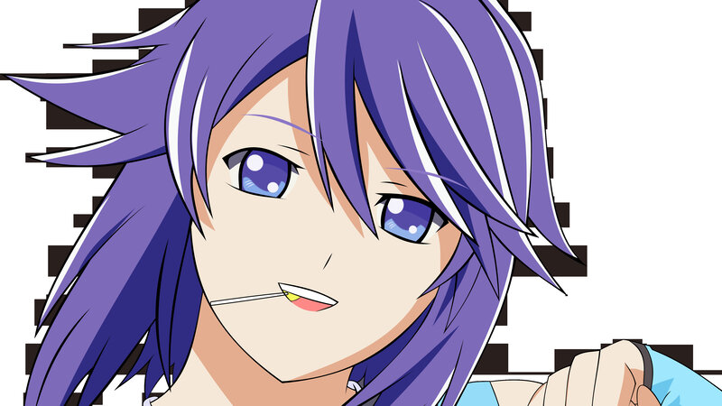 anime character with purple hair