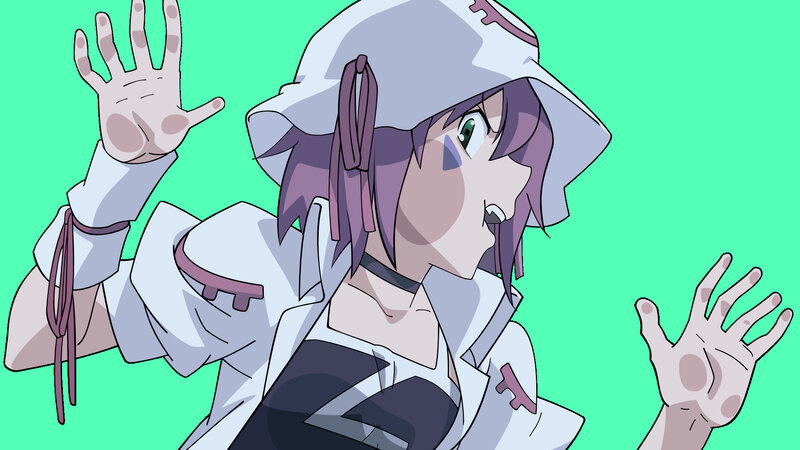 anime character with purple hair