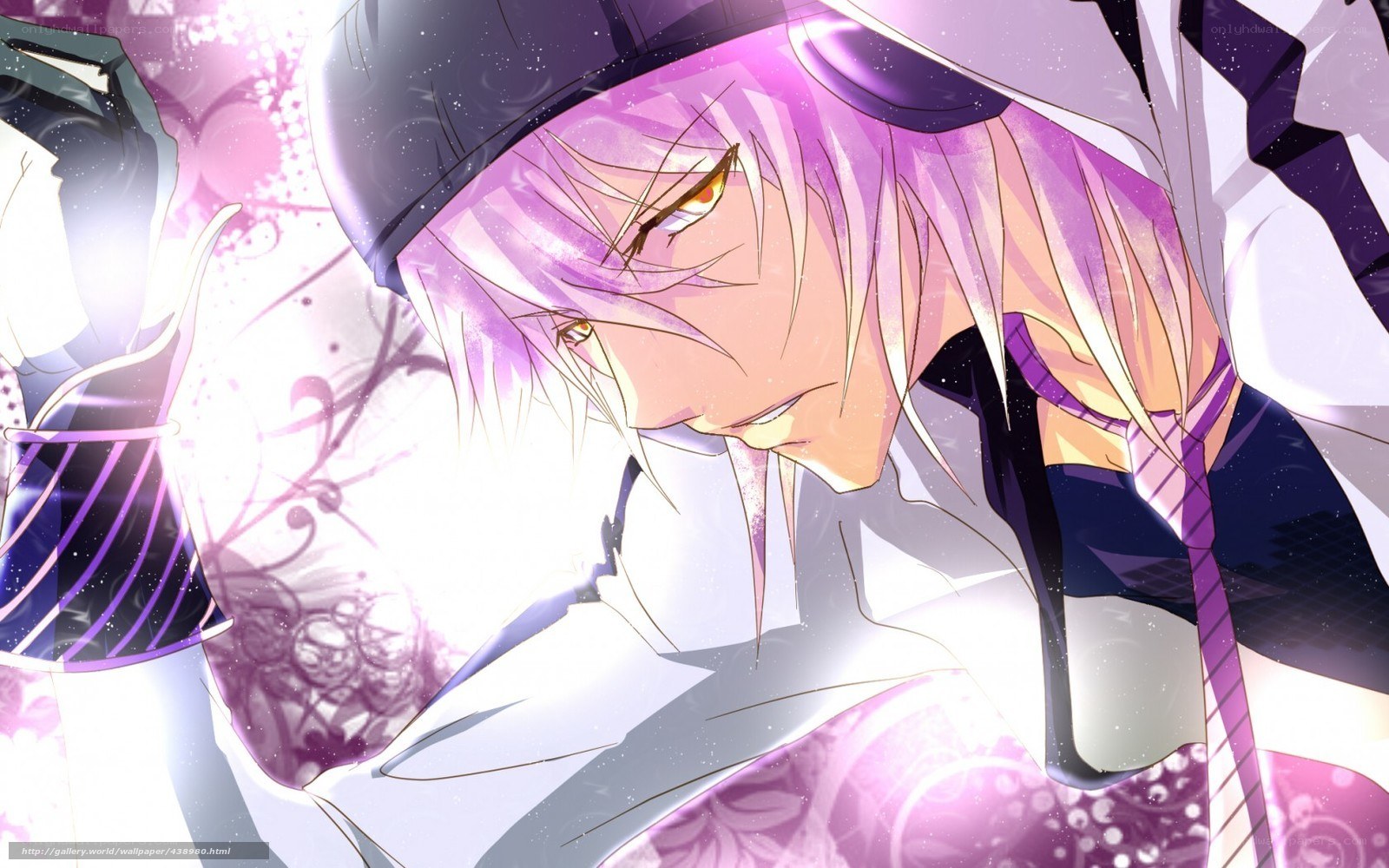 anime character with purple hair