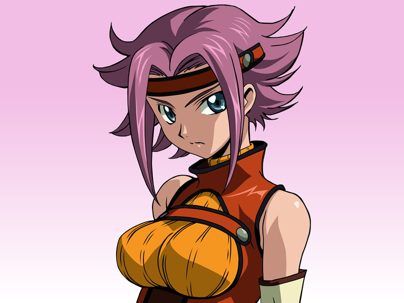 anime character with purple hair