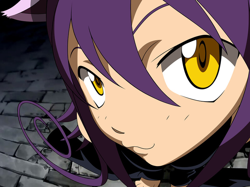anime character with purple hair