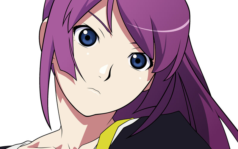 anime character with purple hair
