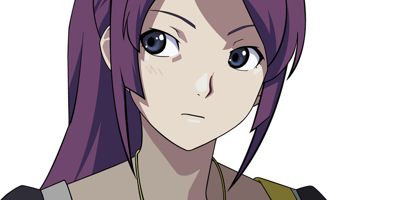 anime character with purple hair