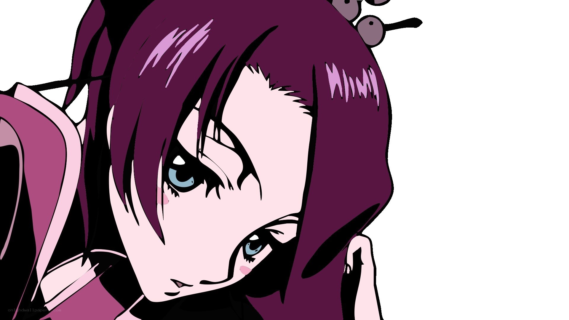 anime character with purple hair
