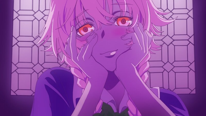 anime character with purple hair