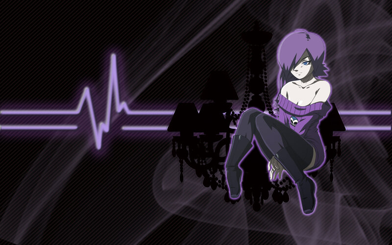 anime character with purple hair