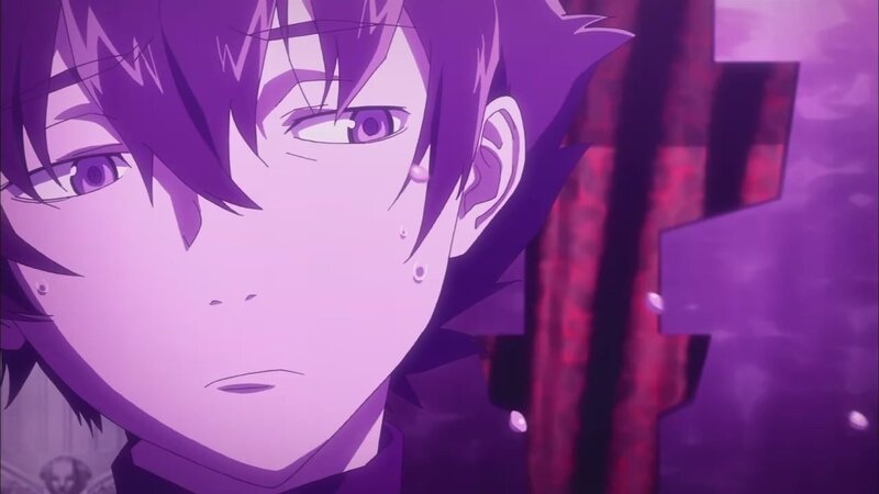 anime character with purple hair