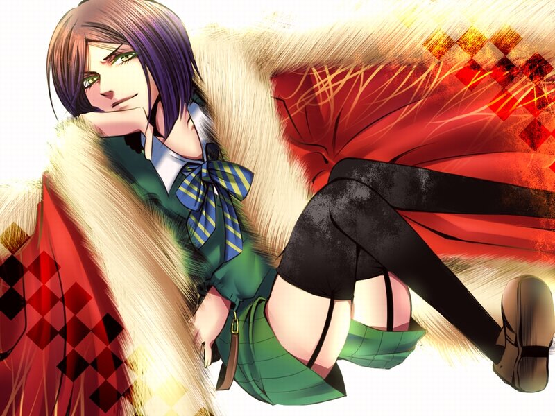 anime character with purple hair