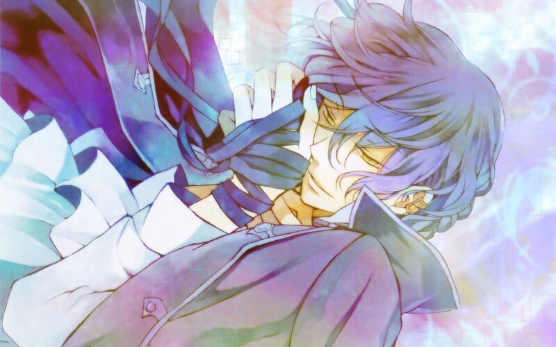 anime character with purple hair