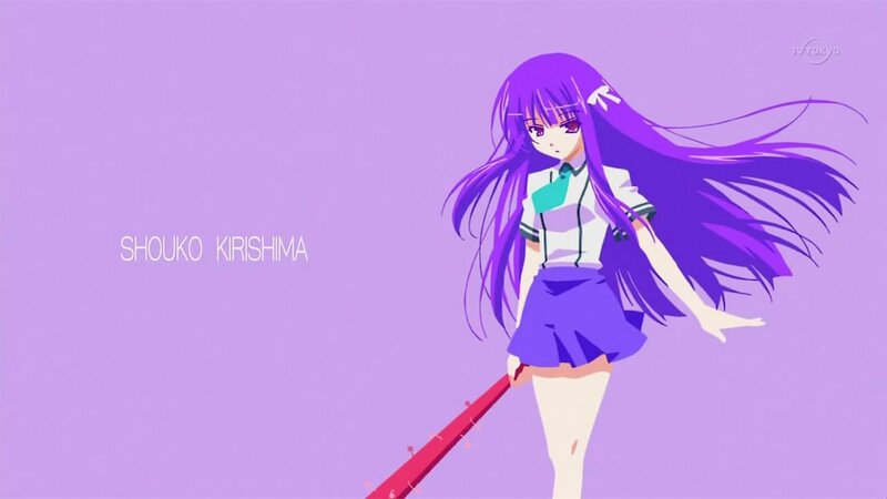 Anime character with purple hair