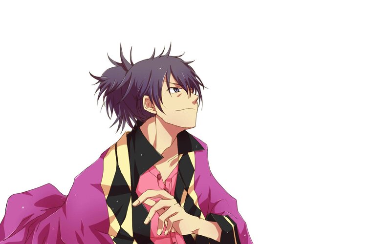 anime character with purple hair