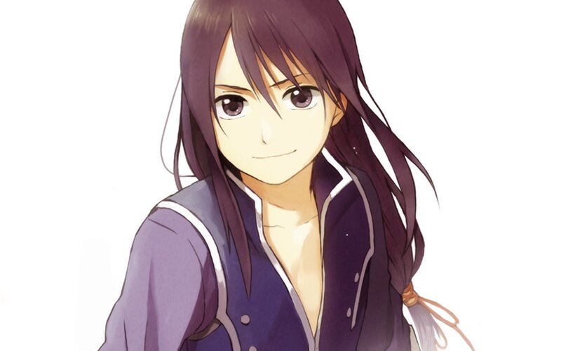 anime character with purple hair
