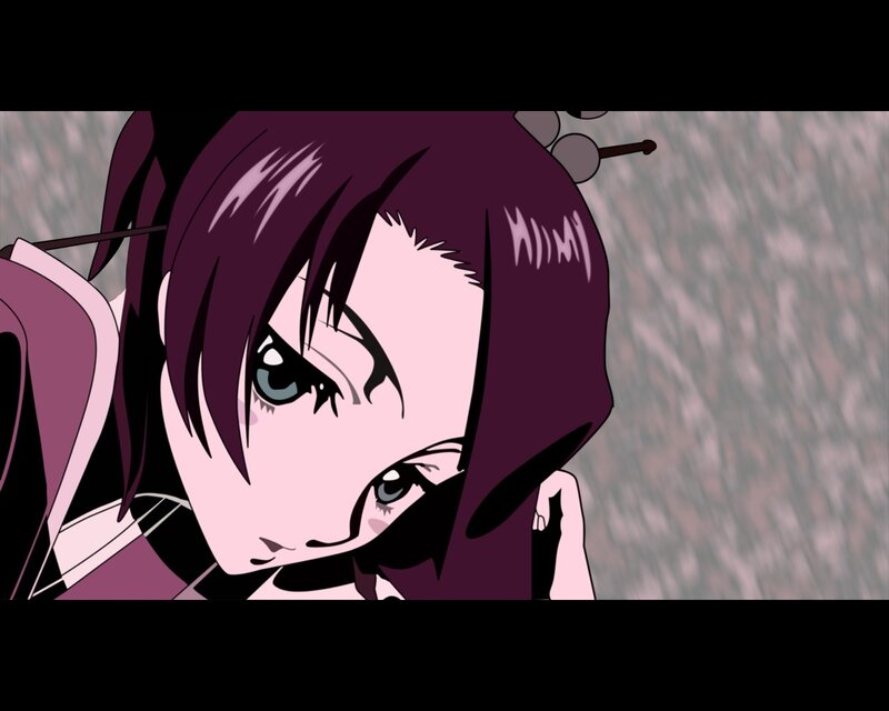 anime character with purple hair