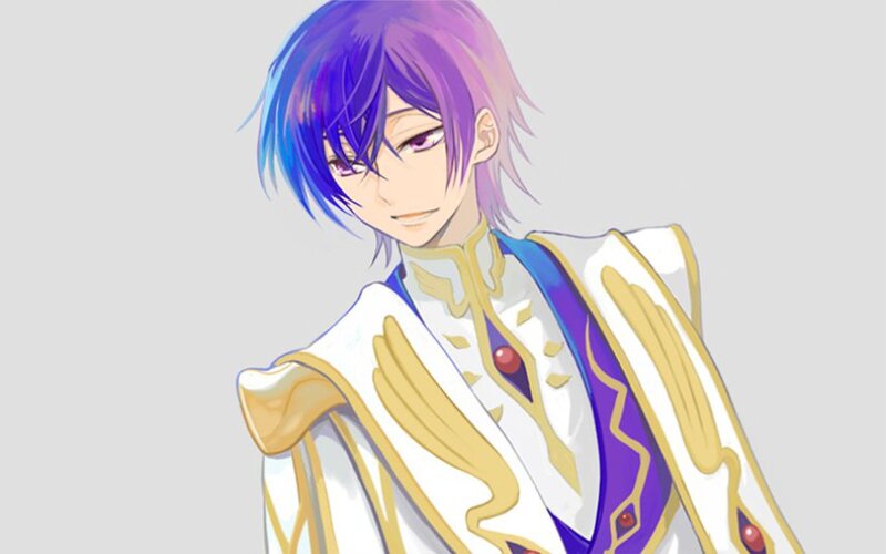 anime character with purple hair