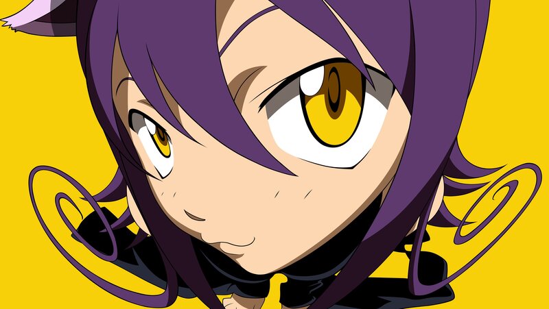 anime character with purple hair
