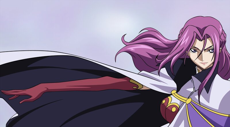 anime character with purple hair