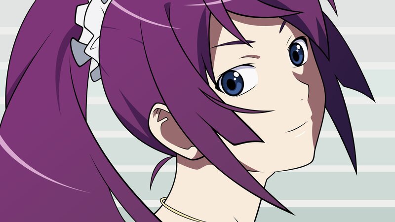 anime character with purple hair