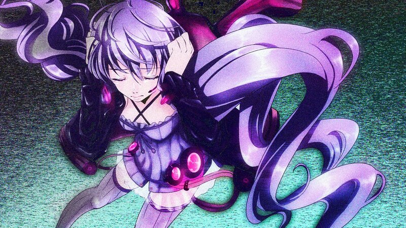 anime character with purple hair