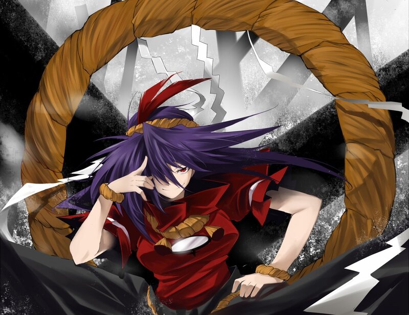 anime character with purple hair