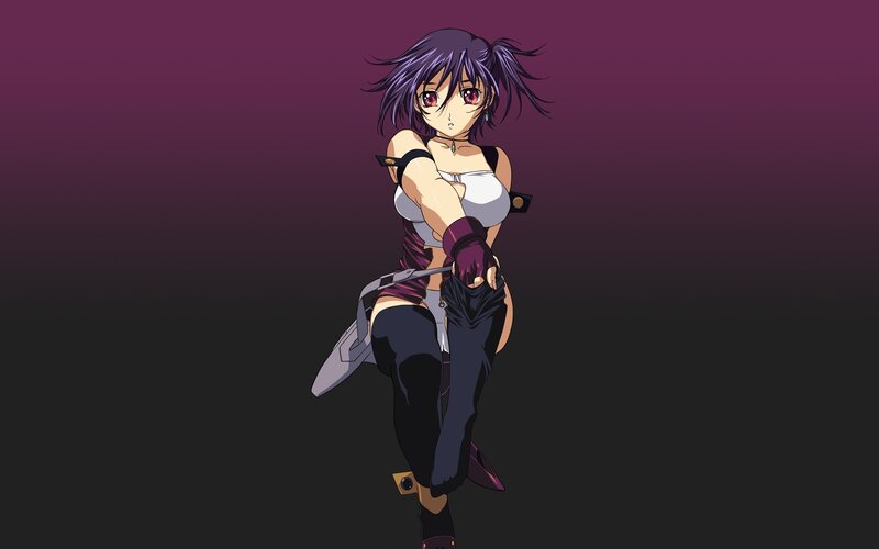anime character with purple hair