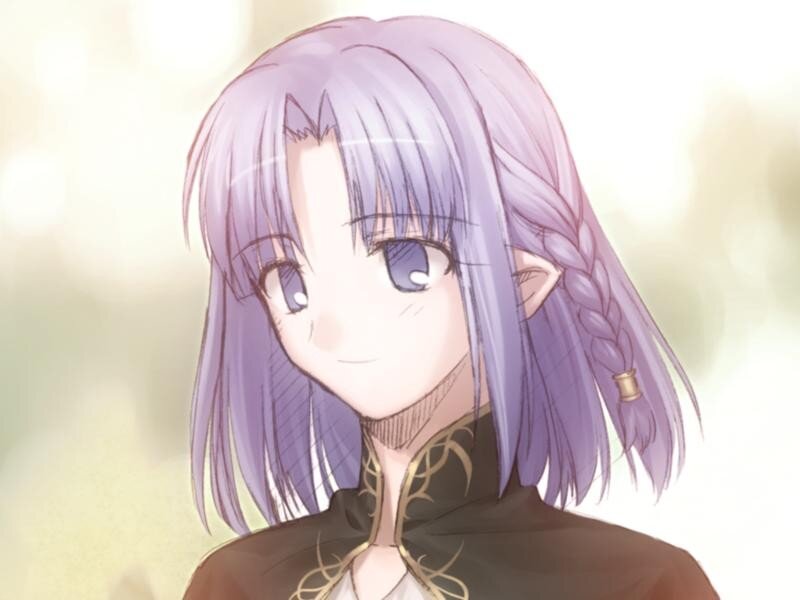 anime character with purple hair