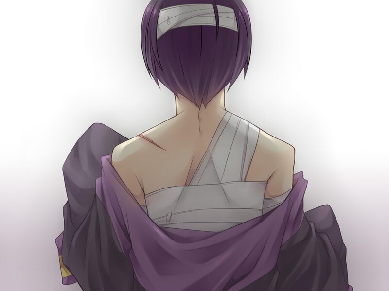 anime character with purple hair