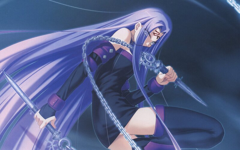 anime character with purple hair