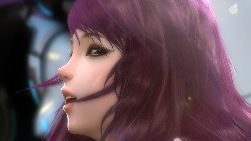 anime character with purple hair