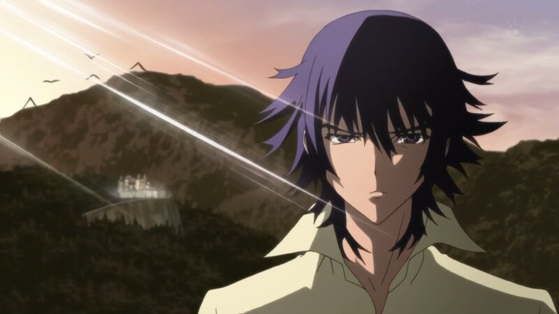 anime character with purple hair