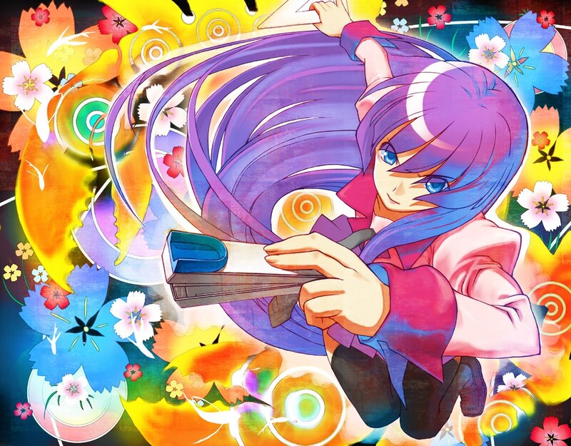 Anime character with purple hair