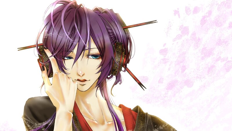 anime character with purple hair