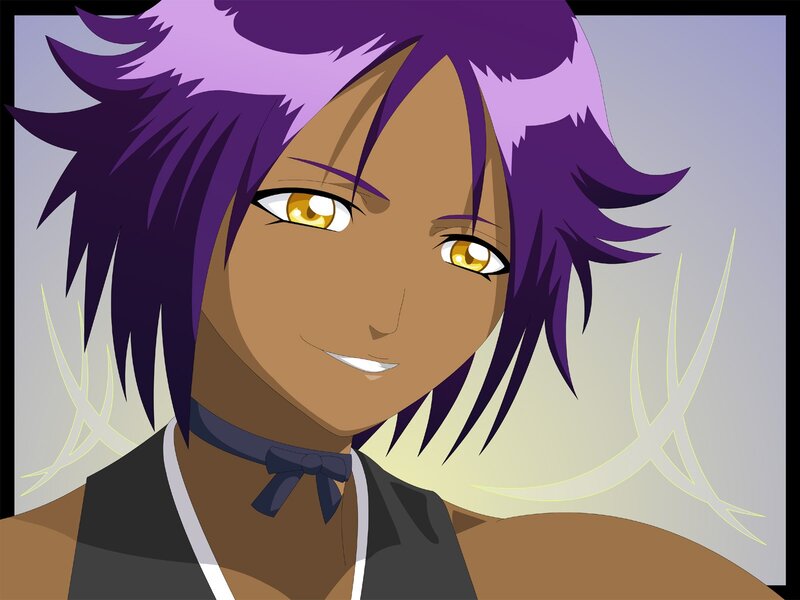 anime character with purple hair