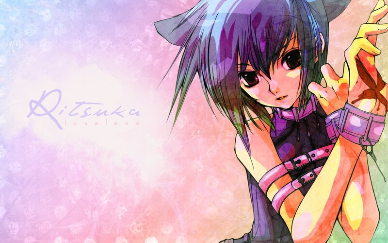 Anime character with purple hair