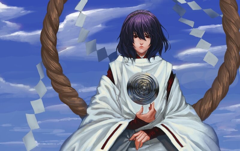 anime character with purple hair