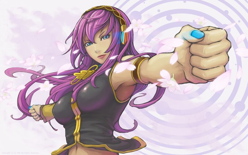 anime character with purple hair
